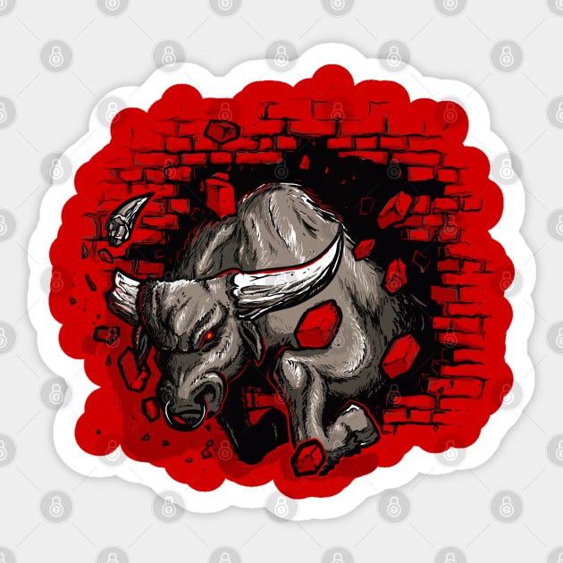 Raging bull Sticker by raxarts